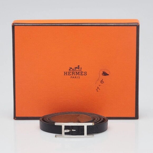Hermes Black Leather Hapi Triple Tour Wrap Bracelet - Picture 1 of 7